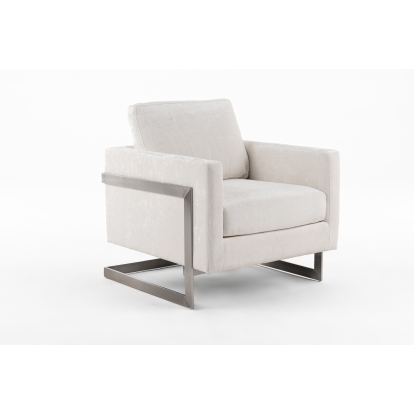 Modrest Prince Contemporary Off White Fabric and Silver Accent Chair Accent Chair 80183 VGRH-RHS-AC-255-SW