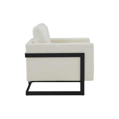 Modrest Prince Contemporary Cream + Black Fabric Accent Chair White Lounge Chair 79373 VGRHRHS-AC-257-WHT-CH