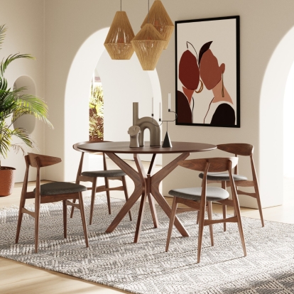 LA Furniture Prospect Modern 47" Round Walnut Dining Table VGMAMIT-5276-3 Contemporary Style by Vig Furnitrue Number 76635 Catch Home Goods