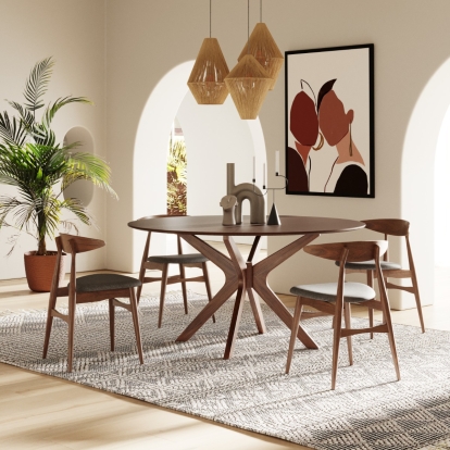Modrest Prospect Modern Round 59" Walnut Dining Table Walnut Dining Table 76634 VGMAMIT-5276-2