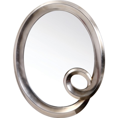 Modrest PU042 Transitional Silver Oval Wall Mirror Grey Mirror 13752 VGLEPU042