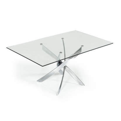 Modrest Pyrite Modern Rectangular Glass Dining Table Clear Glass Dining Table 17432 VGEWF2133EA