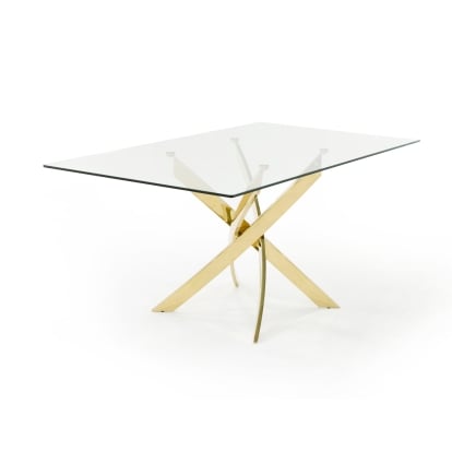 LA Furniture Pyrite Modern Glass and Gold Dining Table VGEW-2133EE-G Contemporary Style by Vig Furnitrue Number 79517 Catch Home Goods