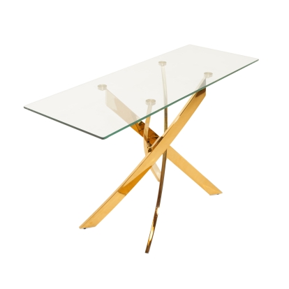 Modrest Pyrite Modern Glass and Gold Console Table Clear Glass Console Table 79518 VGEW-F7033AD-G