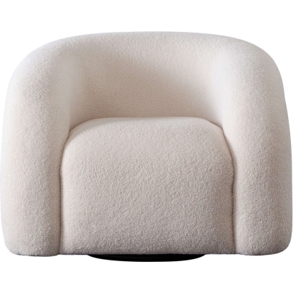 Diamond Sofa QUANTUMCHIV Quantum Swivel Accent Chair Ivory Sherpa Fabric