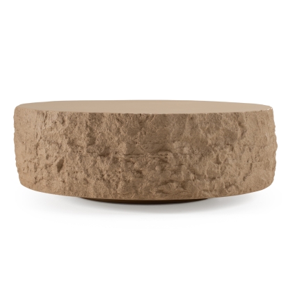 Modrest Quarry Modern Beige Round Coffee Table Beige Coffee Table 83297 VGVC-CT112-BGE