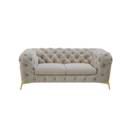 Divani Casa Quincey Transitional Beige Velvet Loveseat Beige Loveseat 79198 VGKNK8520-BEI-L