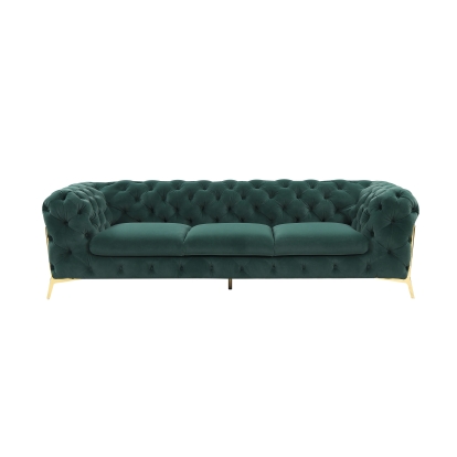 Divani Casa Quincey Transitional Emerald Green Velvet Sofa Green Sofa 79201 VGKNK8520-GRN-S