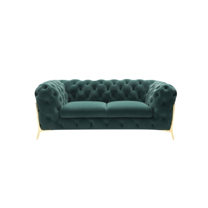 Divani Casa Quincey Transitional Emerald Green Velvet Loveseat Green Loveseat 79202 VGKNK8520-GRN-L