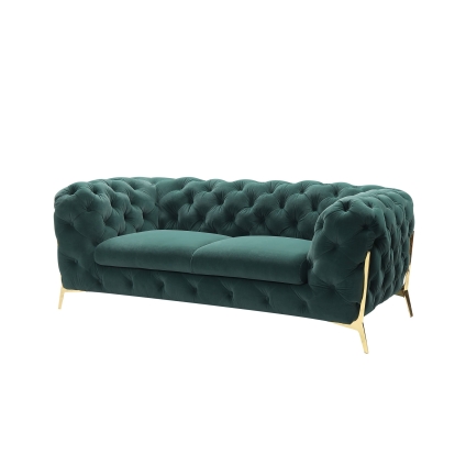 Divani Casa Quincey Transitional Emerald Green Velvet Loveseat Green Loveseat 79202 VGKNK8520-GRN-L