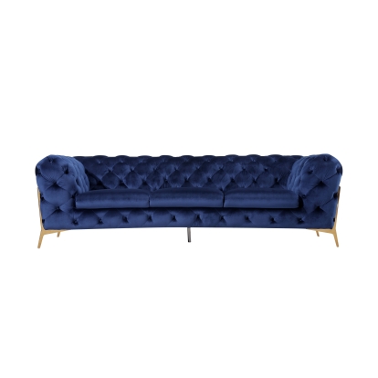 Divani Casa Quincey Transitional Blue Velvet Sofa Blue Sofa 79205 VGKNK8520-BLU-S