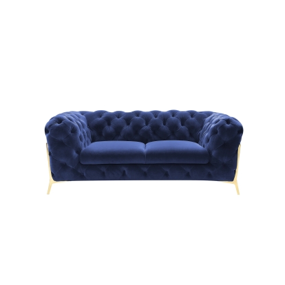 Divani Casa Quincey Transitional Blue Velvet Loveseat Blue Loveseat 79206 VGKNK8520-BLU-L