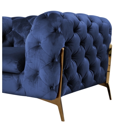 Divani Casa Quincey Transitional Blue Velvet Loveseat Blue Loveseat 79206 VGKNK8520-BLU-L