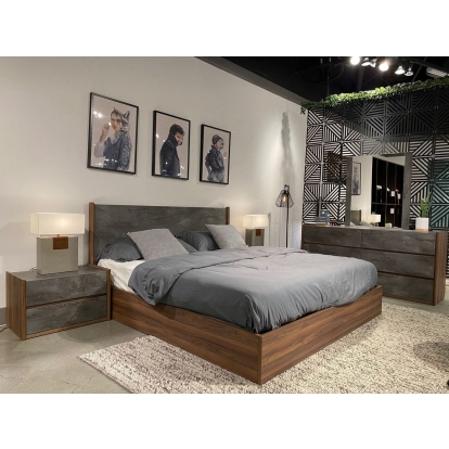 Nova Domus Rado Modern Walnut & Volcanic Slate Bed Walnut Bed 77680A|77189A|78937A VGACRADO-WAL-BED