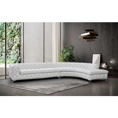 DIvani Casa Kohl Contemporary White RAF Curved Shape Sectional Sofa with Chaise White Sectional Sofa 79636 VGEV-2179-WHT-RAF-SECT