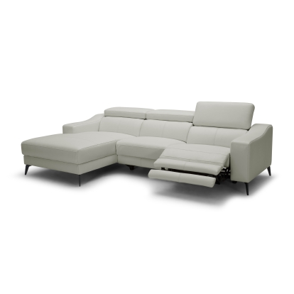 Modrest Rampart Modern L-Shape LAF White Leather Sectional Sofa with 1 Recliner White Sectional Sofa 80076|81965 VGKM-5325-LAF-WHT-SECT