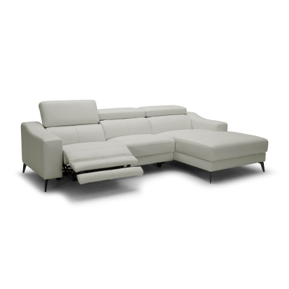 Modrest Rampart Modern L-Shape RAF White Leather Sectional Sofa with 1 Recliner White Sectional Sofa 80077|81966 VGKM-5325-RAF-WHT-SECT