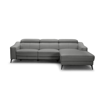 Modrest Rampart Modern L-Shape RAF Grey Leather Sectional Sofa with 1 Recliner Grey Sectional Sofa 80079 VGKM-5325-RAF-GRY-SECT