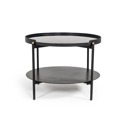 Modrest Randal Modern Round Black Metal Coffee Table Black Coffee Table 75953 VGLBCOMP-CF60-02