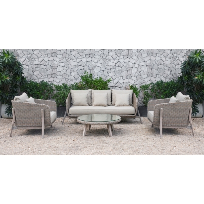 Renava Carillo Outdoor Beige Wicker Sofa Set Beige Outdoor Sofa Set 74740 VGATRASF-148