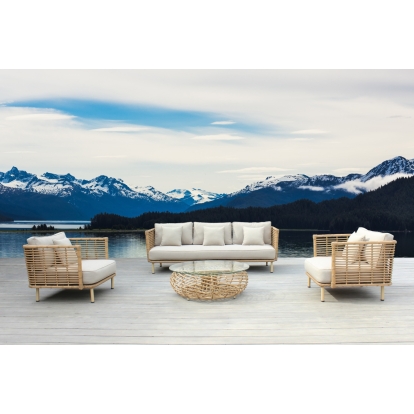 Renava Bombay Beige and Wicker Outdoor Sofa Set Beige Outdoor Sofa Set 79245 VGATRASF-173-SET