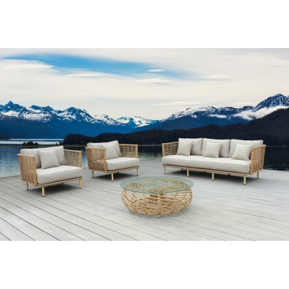 Renava Bombay Beige and Wicker Outdoor Sofa Set Beige Outdoor Sofa Set 79245 VGATRASF-173-SET