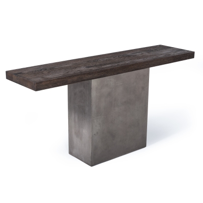 Modrest Renzo Modern Oak & Concrete Console Table Grey Console Table 75295 VGGR649277