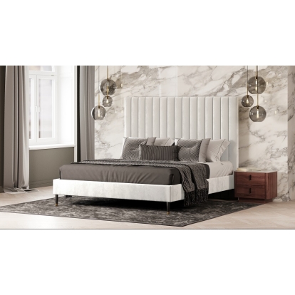 Modrest Hemlock Contemporary White Fabric Bed White Bed 79765|79766 VGKK-B606-WHT-BED-C