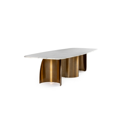 Modrest Reynold Glam Faux Marble + Gold Stainless Steel Dining Table White Dining Table 81786 VGGM-DT-1768