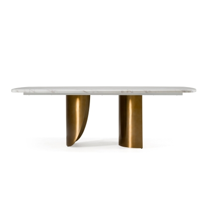 Modrest Reynold Glam Faux Marble + Gold Stainless Steel 94-Inch Dining Table White Dining Table 83334 VGGM-M-DT-1768C