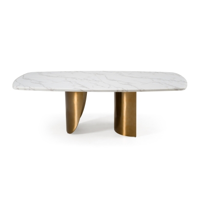 Modrest Reynold Glam Faux Marble + Gold Stainless Steel 94-Inch Dining Table White Dining Table 83334 VGGM-M-DT-1768C