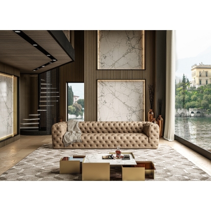 Lamod Italia Ellington- Italian Beige Nubuck Leather 4-Seater Sofa Beige Sofa 77475|83139 VGCCRIALTO4