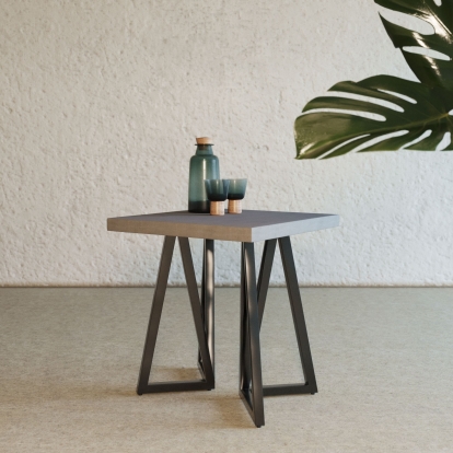 Modrest Richmond Modern Concrete & Black Metal End Table Grey End Table 76136 VGLBLENO-LT50-01