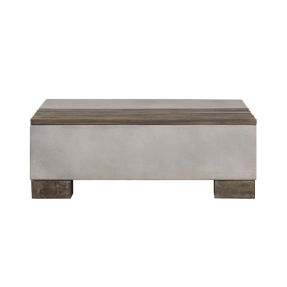 Modrest Delaware Modern Concrete & Acacia Square Coffee Table Grey Coffee Table 76131 VGLBRIVI-CF85-01