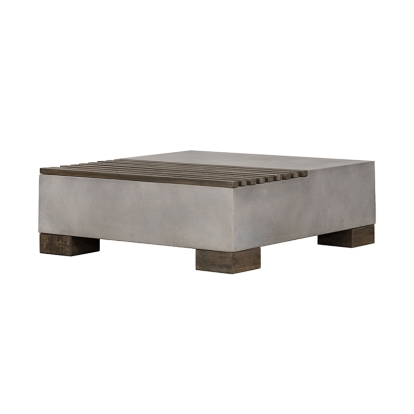 Modrest Delaware Modern Concrete & Acacia Square Coffee Table Grey Coffee Table 76131 VGLBRIVI-CF85-01