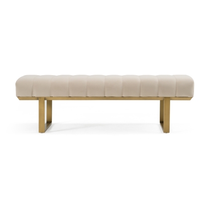 Modrest Robles Modern Beige Fabric + Antique Brass Dining Bench Beige Bench 83022 VGGA-GA-8687BE-BGE