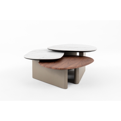 Modrest Robson Modern Ceramic + Walnut Coffee Table Walnut Coffee Table 81584 VGCS-CT-23098