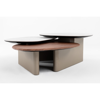 Modrest Robson Modern Ceramic + Walnut Coffee Table Walnut Coffee Table 81584 VGCS-CT-23098