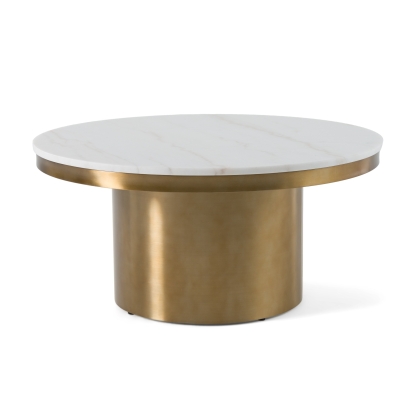 Modrest Rocky Glam White & Gold Coffee Table White Coffee Table 77370 VGGMM-CT-1360A