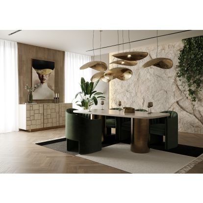 Modrest Rocky Glam White Marble & Brush Gold Large Dining Table White Dining Table 81005 VGGMM-DT-1360C