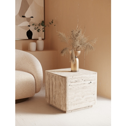 Nova Domus Roma Modern Faux Travertine Square End Table Grey End Table 80566 VGAN-ROMA-ET