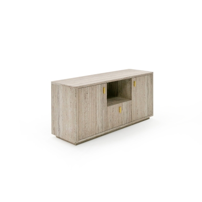 Nova Domus Roma Modern Faux Travertine + Gold File Cabinet Grey Media Cabinet 80249 VGAN-ROMA-FILE