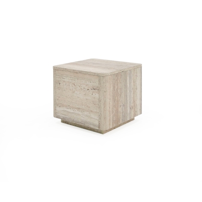 Nova Domus Roma Modern Faux Travertine Square End Table Grey End Table 80566 VGAN-ROMA-ET