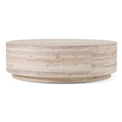 Nova Domus Roma Modern Faux Travertine Round Coffee Table Grey Coffee Table 80567 VGAN-ROMA-RND-CT