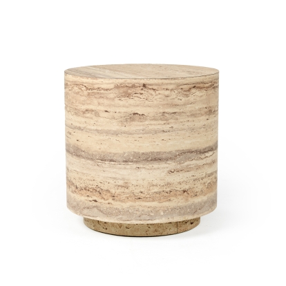 Nova Domus Roma Modern Faux Travertine Round End Table Grey End Table 80568 VGAN-ROMA-RND-ET
