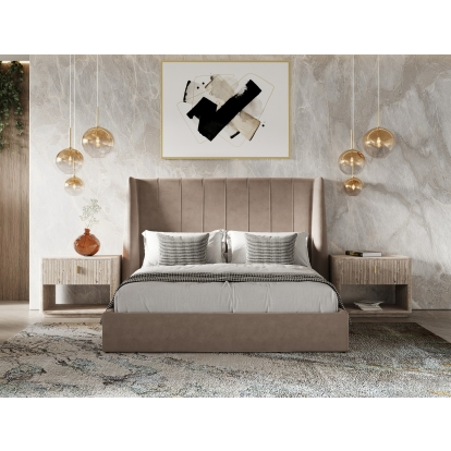 Modrest Roma Modern Taupe Microfiber Upholstered Bed Taupe Bed 81428|81427 VGVCBD2305-TPE