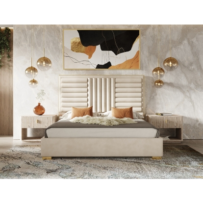 Nova Domus Daystar + Roma Modern Beige Velvet + Travertine + Gold Bedroom Set Beige Bedroom Set 81420|80241|81422 VGAN-DAYSTAR-ROMA-BED-SET