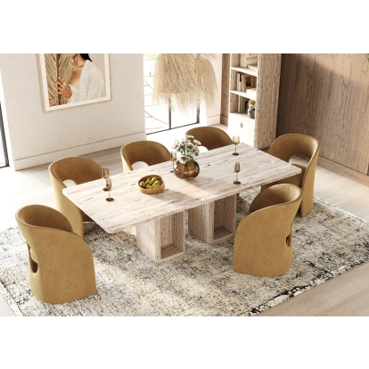 Nova Domus Roma Modern Travertine Rectangular Dining Table Grey Dining Table 80570 VGAN-ROMA-DT