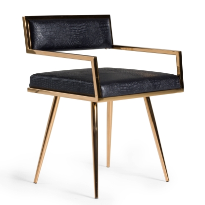 Modrest Rosario Modern Black & Rosegold Dining Chair Black Dining Chair 70736 VGVCB879-BLK