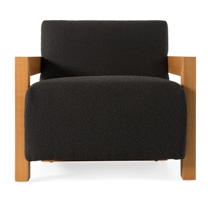 Modrest Rosen Modern Black Fabric + Natural Oak Accent Chair Black Accent Chair 81413 VGMF-L3128-BLK